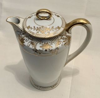 Vintage Noritake Gold Gilt Roses Tall Coffee/chocolate/Tea Pot 9” 2