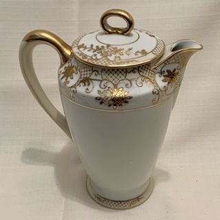 Vintage Noritake Gold Gilt Roses Tall Coffee/chocolate/Tea Pot 9” 3