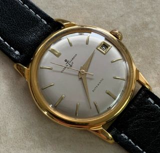 Vtg Ulysse Nardin Automatic Silver Dial 18k Gold Plated Case From 1960 Aprox