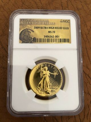 2009 Ultra High Relief Gold Double Eagle Ms - 70 Ngc (gold Label)
