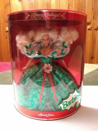 Barbie Happy Holidays Special Edition Doll Green White 10 " 1995