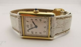 Cartier Must De Tank Vermeil Quartz 925 Silver Ladies Watch 590005