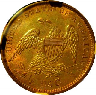 1834 CAPPED BUST QUARTER,  CERTIFIED NGC MS - 64, 5