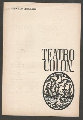 Programme Colon Teather Opera Montserrat Caballe Signed,  1 Other 1965
