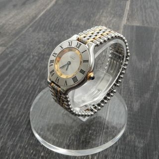 Rise - On Must De Cartier 21 Stainless Gold Plated Ladies Quartz Wrist Watch 28