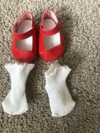 American Girl Bitty Baby Red Mary Jane Shoes Socks Pleasant Co.  1997 Valentine