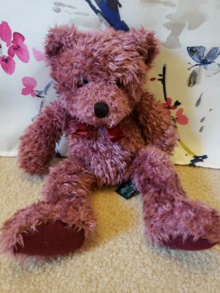 Russ Berrie Barnaby Bears From The Past Purple Plush Animal Red Bow 12 "