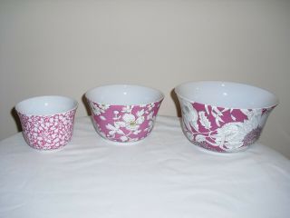 Liberty Of London For Target Set Of 3 Pink Floral Stacking Mixing/prep Bowls