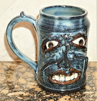 Ugly Funny Face Toothy Mug Folk Art Jug Art Studio Pottery Sculpture Kate Krause