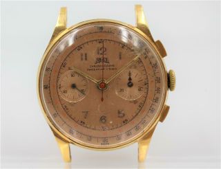 Vintage Egona 18k Solid Gold 750 17 Rubis Chronograph Mens Wristwatch
