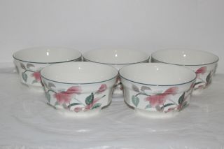 Set Of 5 Mikasa Continental Silk Flowers 4 - 5/8 " Fruit/dessert Bowls
