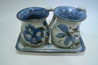 Cindy Angliss Hand Crafted Pottery Coffee Mugs With Tray - R - 04 - 01