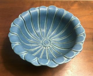 Vtg Bennington Potters 1984 David Gil Blue Flower Bowl Handmade Vermont Pottery