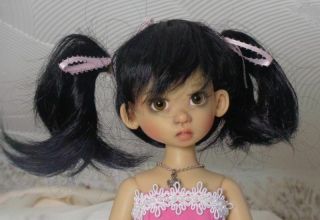 Long Black Pigtail Doll Wig,  Size 10 - 11,  Synthetic Material