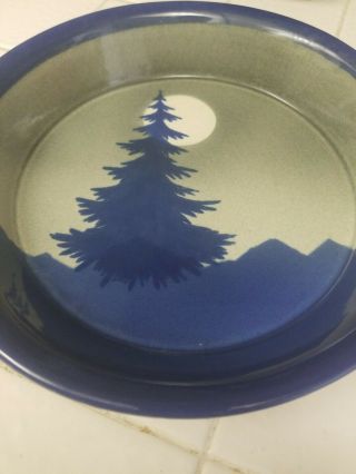 Pine Tree Blue Glazed Pie Plate