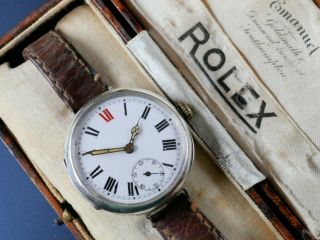 Rolex Trench Wristwatch C1914 In Presentation Rolex Box 30mm Dial Wrist Watch