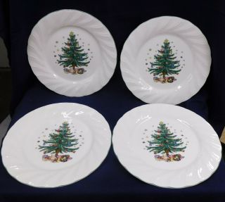 Nikko Happy Holidays Christmas Tree Dinner Plates - Set Of 4 W/box