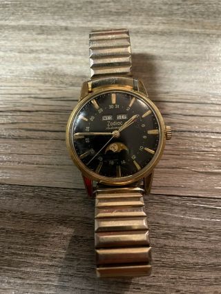 Vintage Zodiac Triple Date Moon Phase Automatic Watch Running