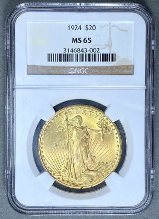 1924 Ngc Certified Ms 65 $20 Gold St Gaudens Double Eagle
