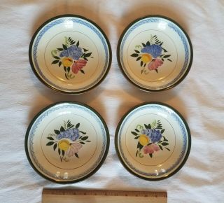 Set Of 4 Stangl Pottery Fruit And Flowers 7 - 3/4 " Coupe Soup Bowls