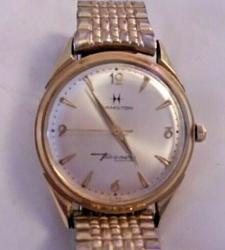 Vintage Solid 14k Gold Hamilton Thin - O - Matic Automatic Mens Watch.