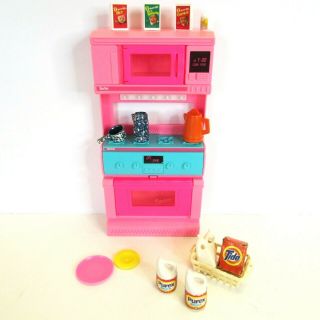 Barbie Kitchen Stove Oven Microwave Laundry Soap Basket Baby Food Miniatures