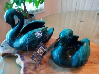 Vintage Blue Mountain Pottery Swans Chasepots Planter