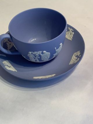 Vintage Wedgwood England Blue Jasperware Tea Cup & Saucer Set