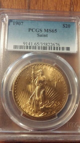 1907 Pcgs Ms 65 $20.  00 Gold Saint Gaudens Double Eagle