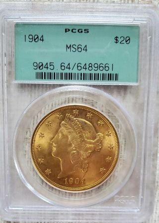 1904 Us Gold $20 Liberty Head Double Eagle - Pcgs Ms - 64 Ogh