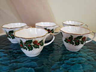 Set Of 5 /queens Rosina China Tea Cups Yuletide Christmas ☆