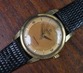 Vintage Omega Seamaster Gold Cap 2848 Cal.  501 Automatic Watch Brown Patina Dial