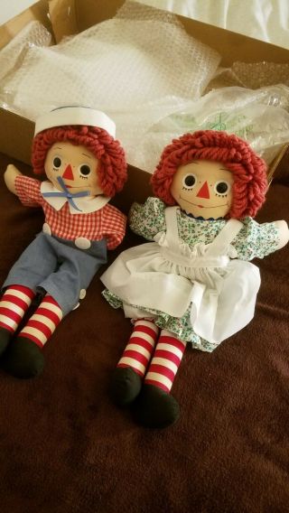 raggedy ann and andy dolls vintage plush 16 inch 2
