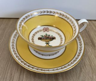 Vintage Yellow Urn Spode Copelande China England Porcelain Tea Cup & Saucer