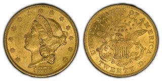 1876 - S G$20 Liberty Head Gold Double Eagle - Early Us Gold Coin - Sku - Y2189