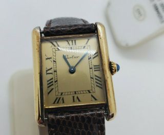 Vintage Cartier Tank Quartz Vermeil Sterling Silver.  925 Watch