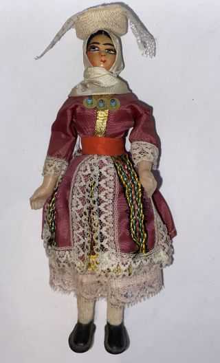 Greek Greece Traditional National Costume Woman Doll 7.  25”