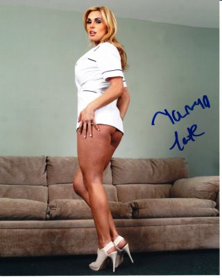 Porn Star Tanya Tate Signed Sexy Legs & Butt No Underwear White High Heels Photo
