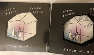 Justin Bieber Ariana Grande Signed Stuck With U Cd Single In Hand Ready To Ship