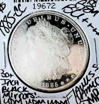 1885 Cc Morgan Dollar Gem Bu,  Flawless Cameo Dmpl 30,  In Blk Mirrors Nr 19672