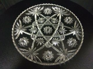 Large Clear Glass Round Serving Plate 13 " Excetent Stars Pattern