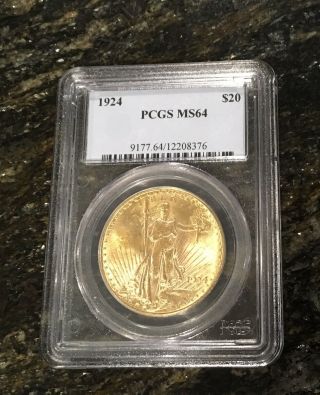 1924 St.  Gaudens $20 Gold Double Eagle Pcgs Ms64 High Luster Coin