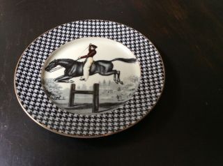 Vtg Fitz & Floyd Equestrian Steeplechase Scene Decorative Plate