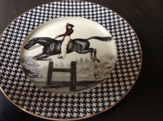 Vtg Fitz & Floyd Equestrian Steeplechase Scene Decorative Plate 2