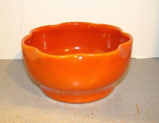Vintage Garden City Pottery Orange Red 6 Ruffled Bowl