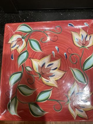 Southern Living At Home Gail Pittman Red Bountiful 13 " Square Platter