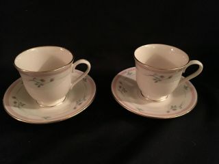 2 Lenox Rose Manor Pink Cups And Saucers