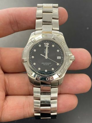 Men’s Tag Heuer Black Diamond Dial Watch Waf111c Aquaracer Swiss Made 300 Meters