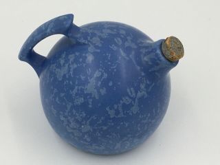 Vintage 30s Rumrill Pottery Ball Jug Water Pitcher Matte Blue Glaze Arts & Craft