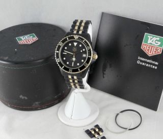 Vintage Tag Heuer 1000 Series " Black Coral " Diver And Papers